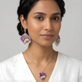 Unique Real Dried Flower Necklace & Earrings Set | Romantic Purple Botanical Gift