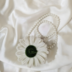 Aesthetic White Flower Shoulder Bag – Whimsical Chenille Stem Pearl Purse
