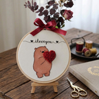 Romantic "I Love You" Bear Embroidery Hoop | Unique Anniversary & Valentine's Gift