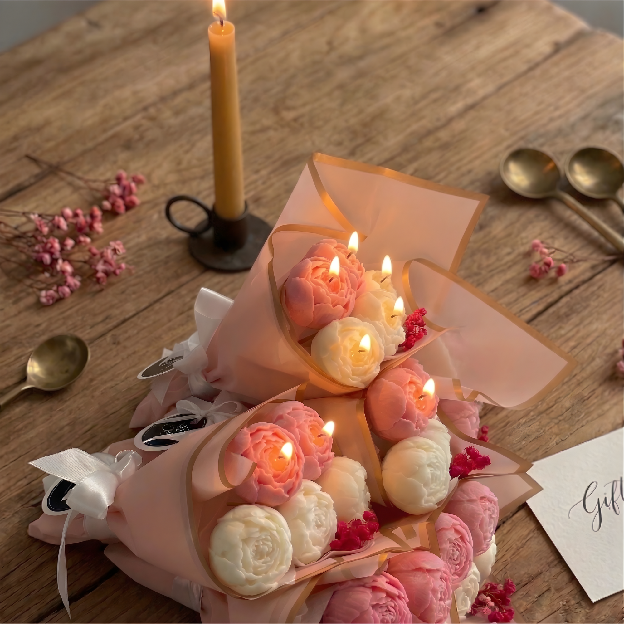 Handmade Floral Bouquet Candles – Luxury Aesthetic Table Centerpiece