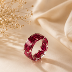 Handmade Real Rose Petal Resin Ring | Transparent Botanical Band Jewelry