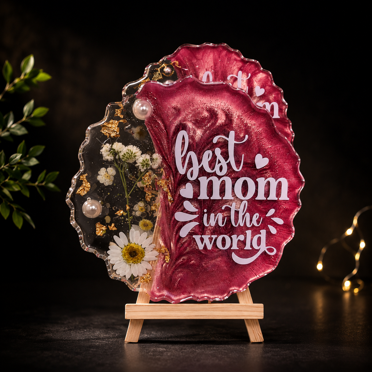 Handmade Resin Floral Coaster Plaque – Best Mom Gift Edition
