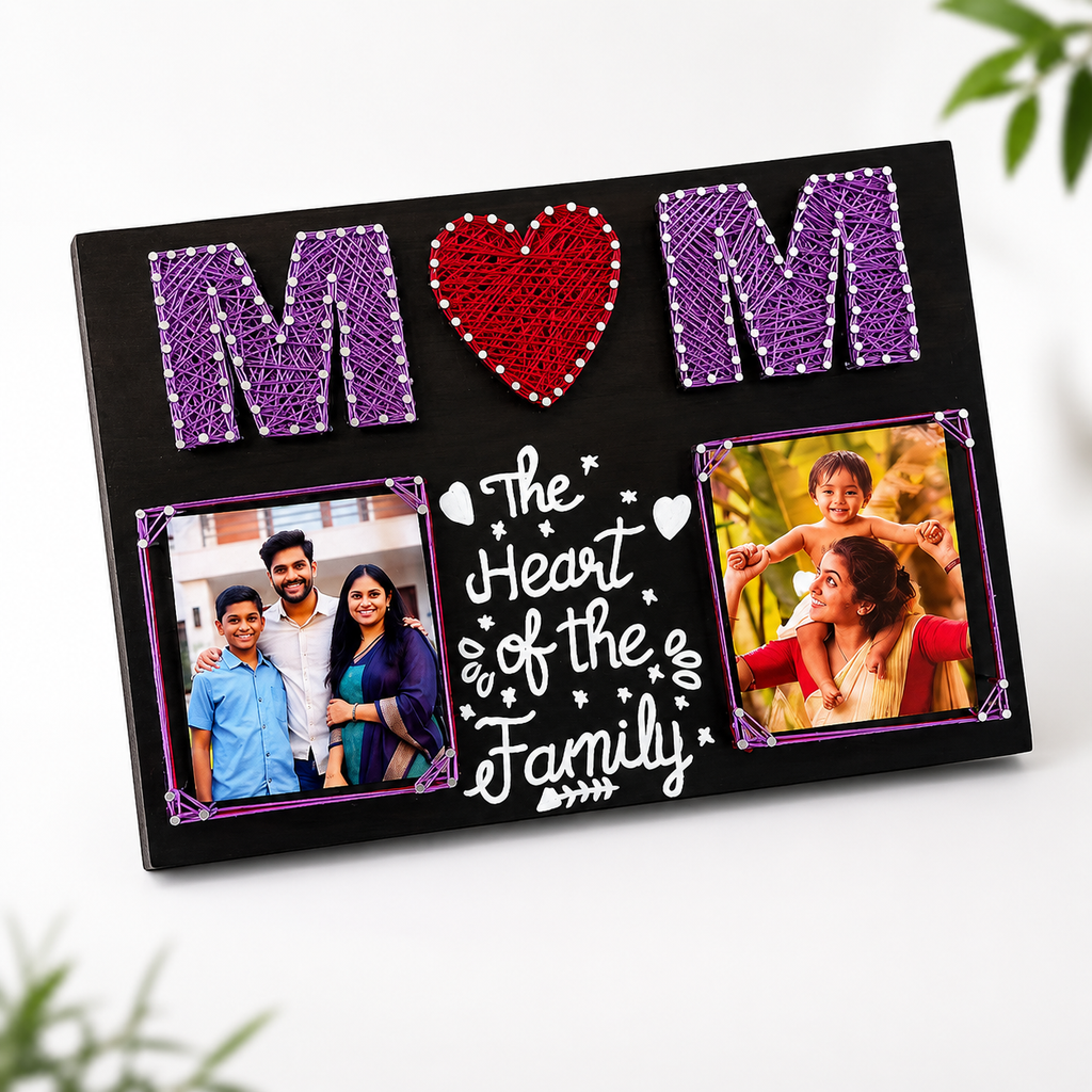 Custom "MOM" String Art Dual Photo Frame Gift