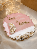 Personalized Resin Engagement Ring Platter with Seashells