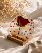 Custom Date Resin Save-the-Date Coaster | Preserved Rose Anniversary Keepsake