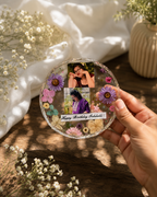 Personalized Round Resin Frame with Real Dried Flowers – Custom Photo Plaque for Birthday &amp; Anniversary