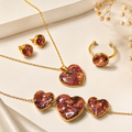 Personalized Initial Heart Resin Jewelry Set | Custom Monogram Necklace & Bracelet Combo