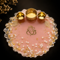 Premium Pink Resin Engagement Ring Platter with Ganesha | Decorative Wedding Thali 20CM X20CM