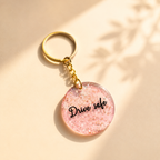 Custom "Drive Safe" Resin Keychain | Personalized Transparent Pink Agate Edge Keyring | New Driver Gift