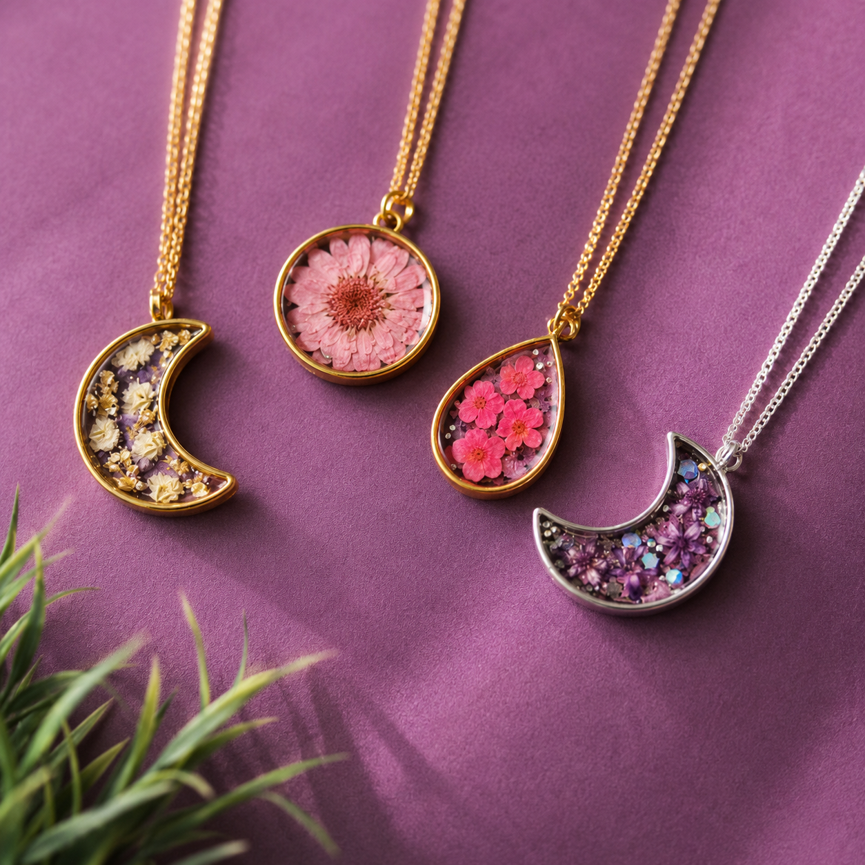 Real Flower Resin Pendant Necklace Collection