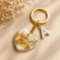 Personalized Gold Foil Resin Heart Alphabet Keychain