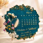 Personalized Resin Calendar Plaque with Preserved Flowers & Custom Names