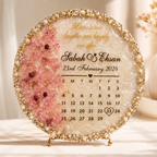 Personalized Floral Resin Calendar Plaque with Names & Special Date | Custom Couple Gift