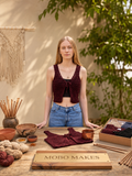 Handmade Crochet Tie-Front Vest – Burgundy Crop Waistcoat Top | Mobo Makes