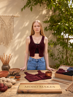 Handmade Crochet Tie-Front Vest – Burgundy Crop Waistcoat Top | Mobo Makes