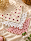 Handmade Crochet Triangle Bandana – Floral Patchwork & Ruffle Kerchief | Mobo Makes
