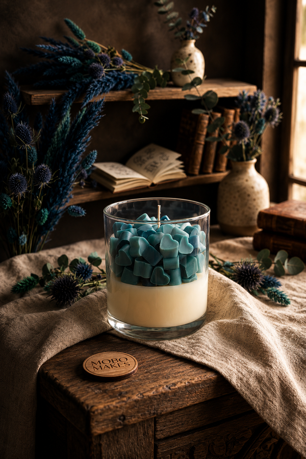 Handmade Heart Wax Layered Scented Candle – Clear Glass Aesthetic Jar Candle
