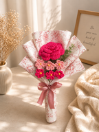 Rosé Bloom Crochet Bouquet | Handmade Forever Rose & Blossom Gift I MOBO MAKES