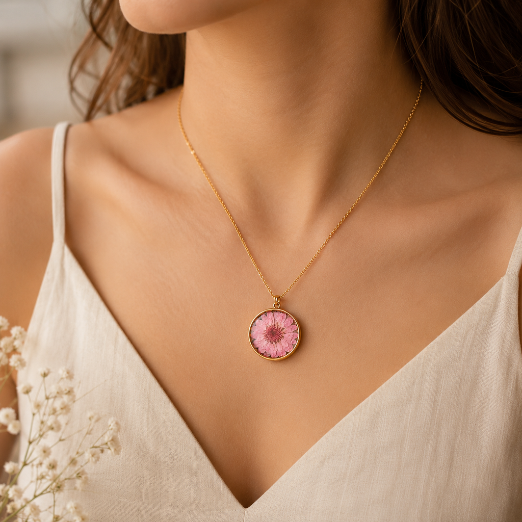 Real Flower Resin Pendant Necklace Collection