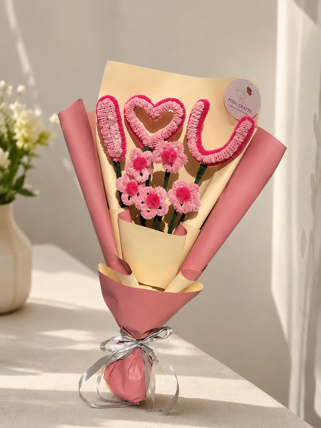 Forever Love "I ♥ U" Handmade Chenille Bouquet | Luxury Romantic Gift for Her | MOBO MAKES