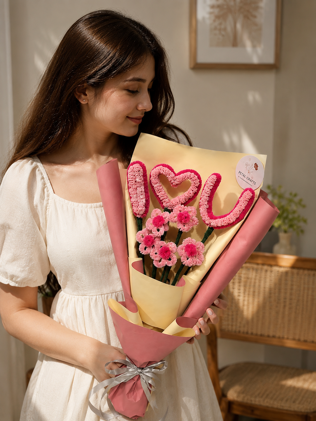 Forever Love "I ♥ U" Handmade Chenille Bouquet | Luxury Romantic Gift for Her | MOBO MAKES