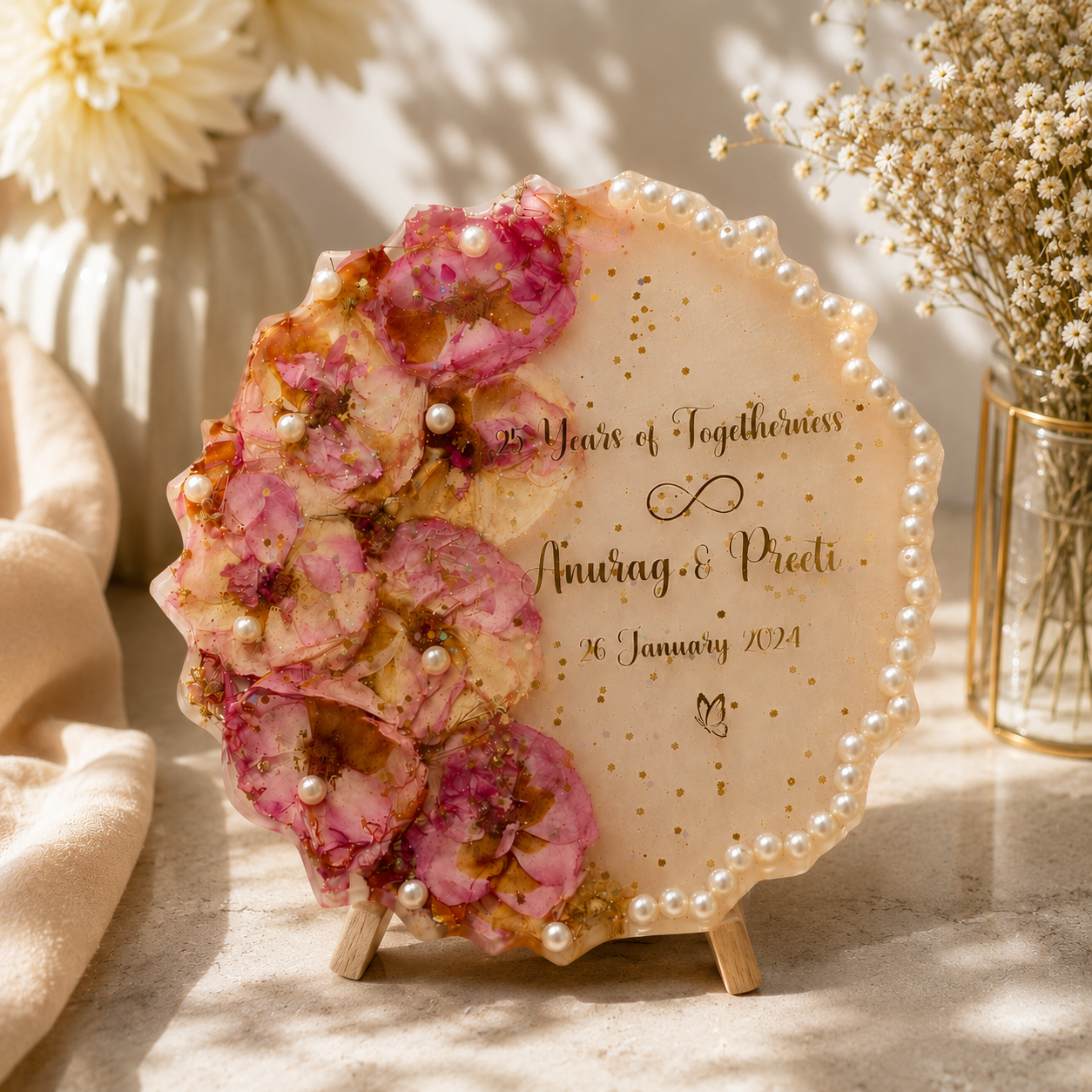 Custom Wedding Garland Flower Preservation Resin Plaque