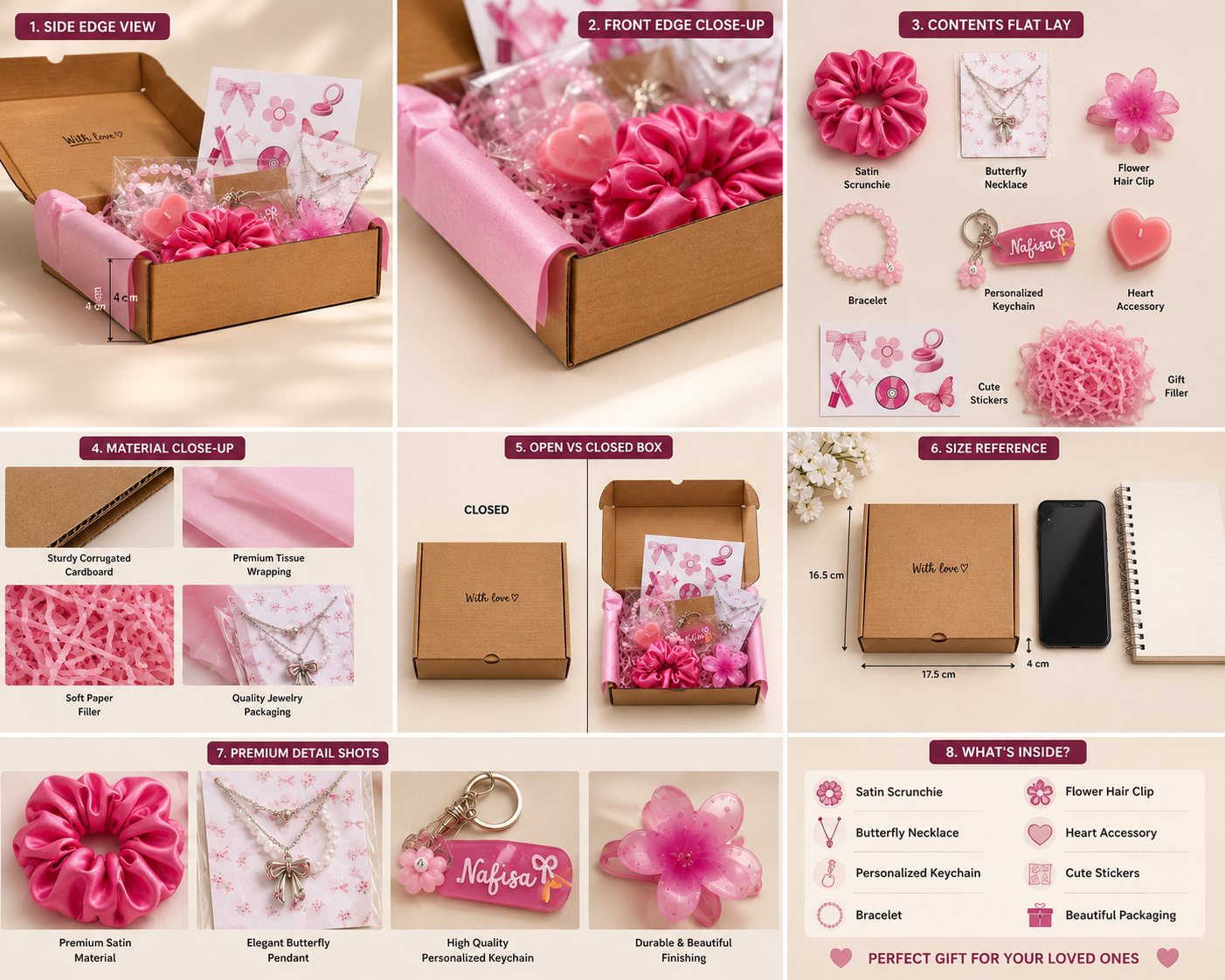 Personalized Pink Accessory Gift Box Set