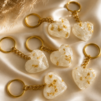 Personalized Gold Foil Resin Heart Alphabet Keychain