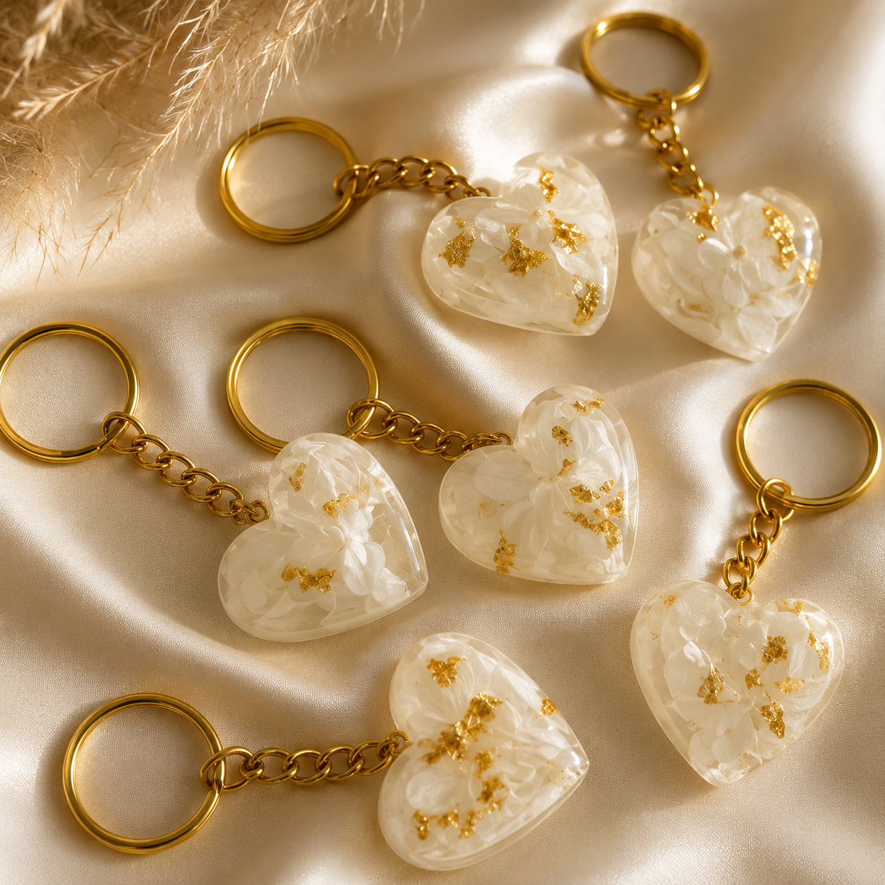 Personalized Gold Foil Resin Heart Alphabet Keychain