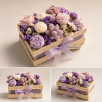 Luxury Carved Floral Candle Gift Basket – Pastel Purple Hamper