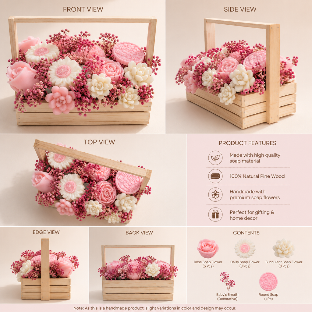Custom Birthday Floral & Succulent Soy Candle Basket