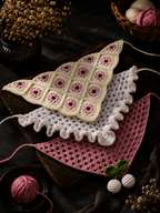 Handmade Crochet Triangle Bandana – Floral Patchwork & Ruffle Kerchief | Mobo Makes