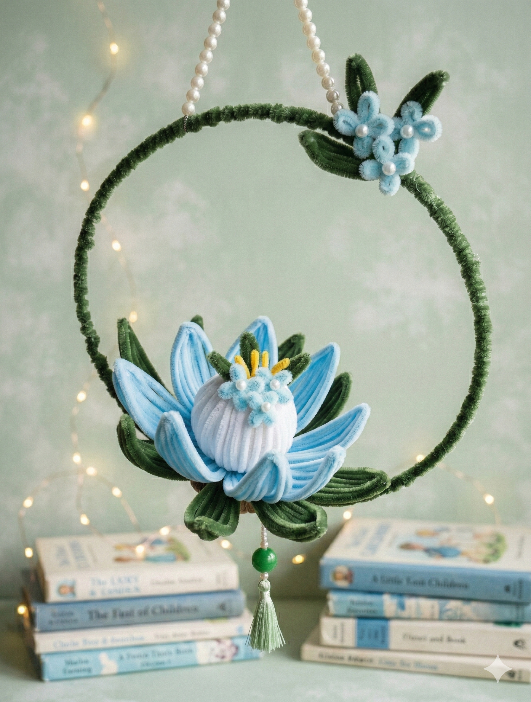Handcrafted Plush Floral Wreath | Whimsical Pastel Wall Art | Mobo Makes