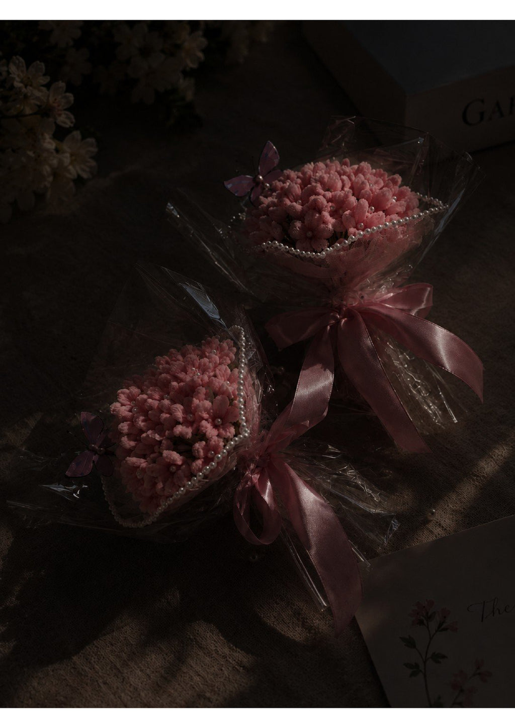 Mini Pink Chenille Pipe Cleaner Baby’s Breath Bouquet with 3D Butterfly | Handcrafted Eternal Flower Favor for Weddings, Birthdays & Graduations
