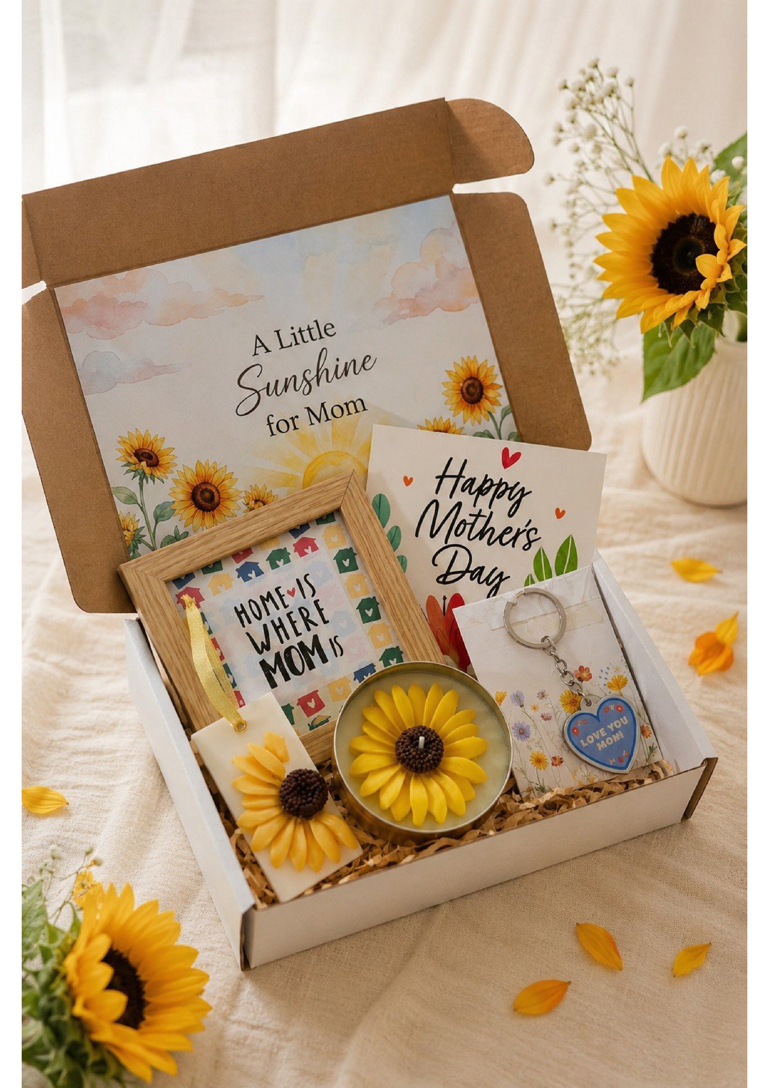Mother’s Day Gift Basket – Custom "Home is Where Mom Is" Frame & Candle Set