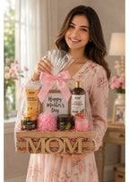 Premium Mother’s Day Skincare Gift Basket – "MOM" Wooden Crate Spa Hamper