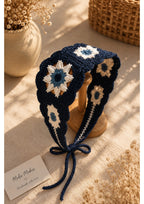 Handmade Crochet Granny Square Headband – Boho Knit Flower Hair Bandana