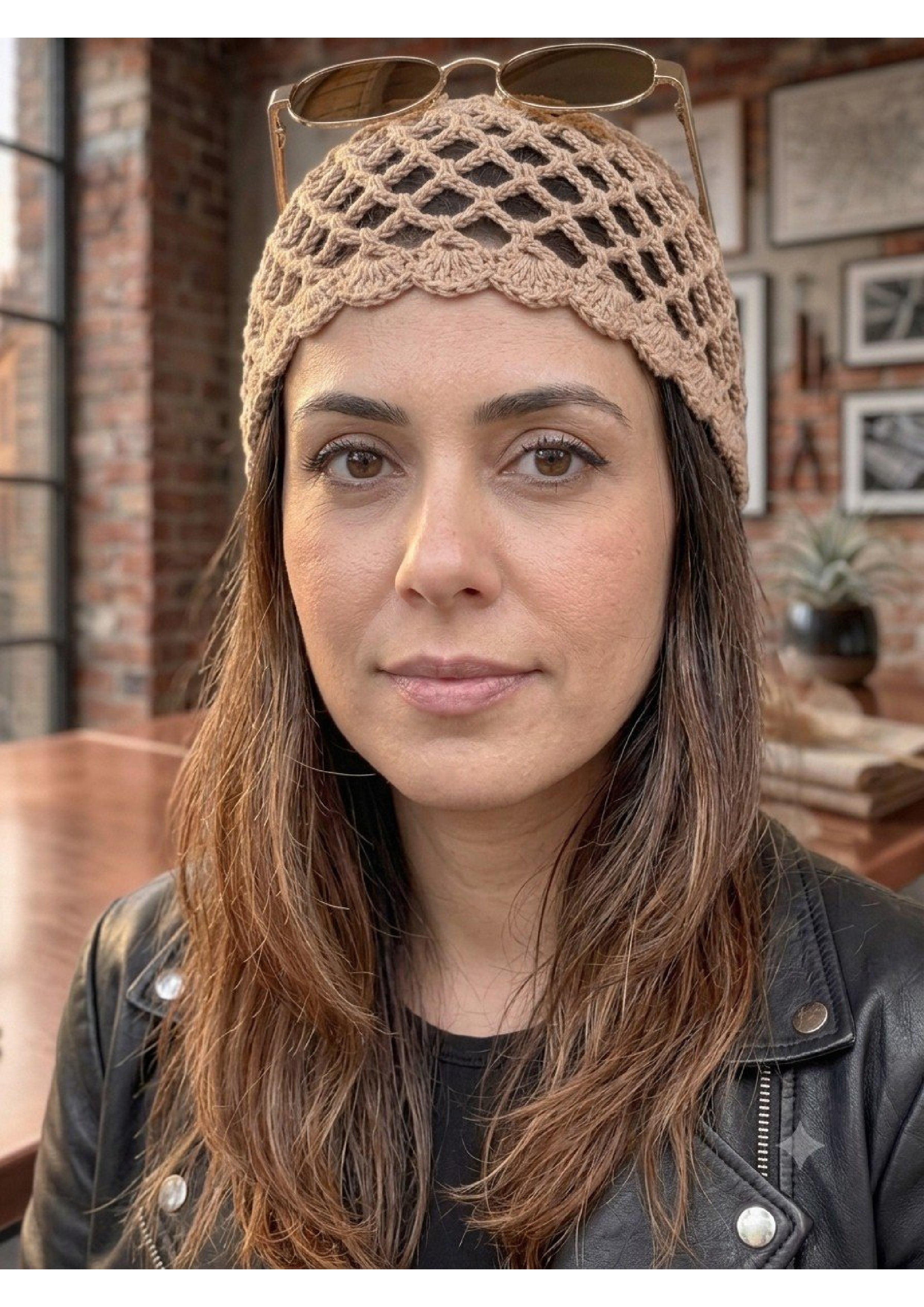 Handmade Crochet Mesh Skull Cap – Boho Fishnet Hair Bandana Headwrap