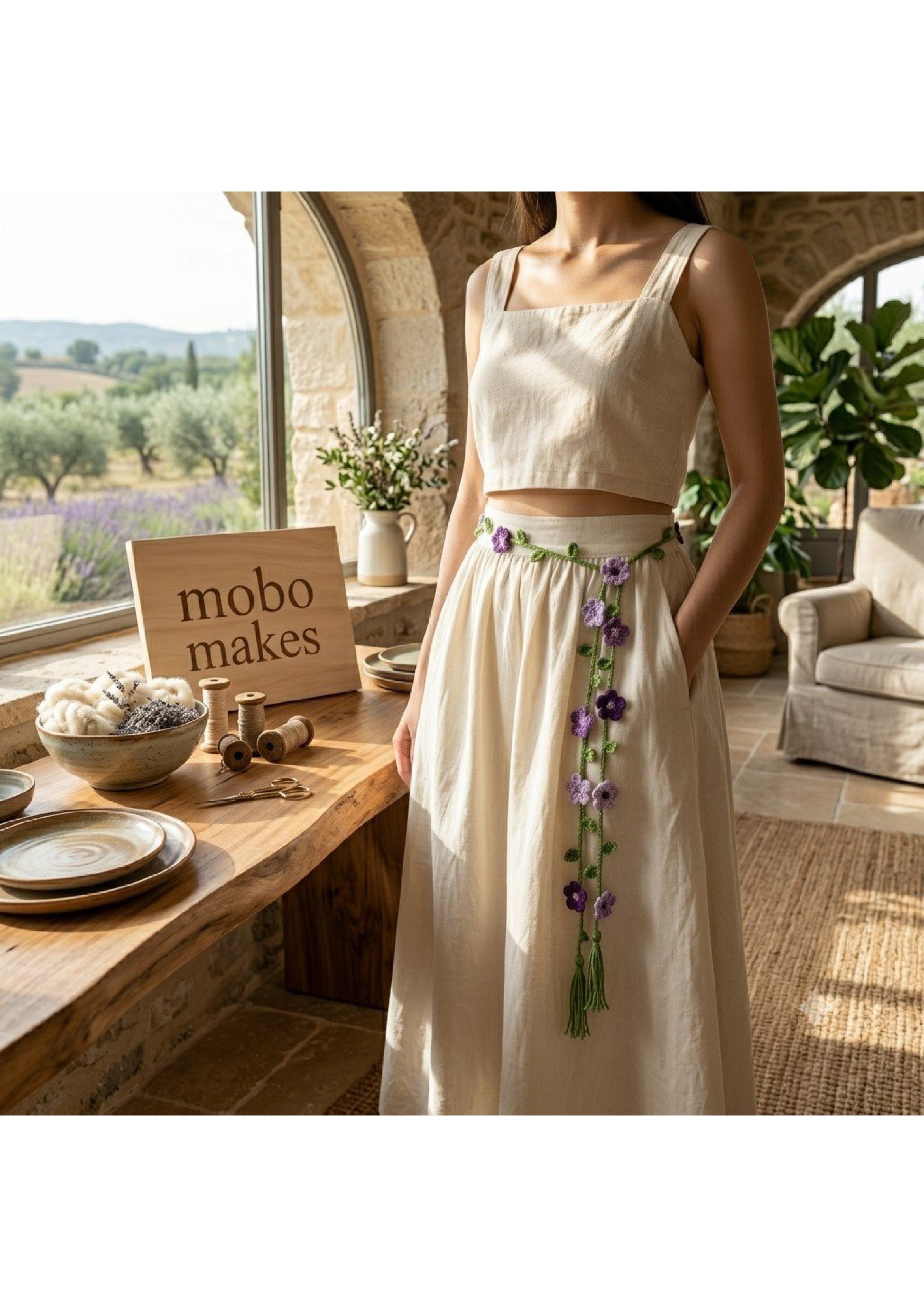 Handmade Crochet Flower Belt – Cottagecore Floral Vine Waist Strap | Mobo Makes