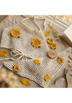 Handmade Crochet Sunflower Halter Top & Bandana Set – Boho Mesh Festival Two-Piece | Mobo Makes