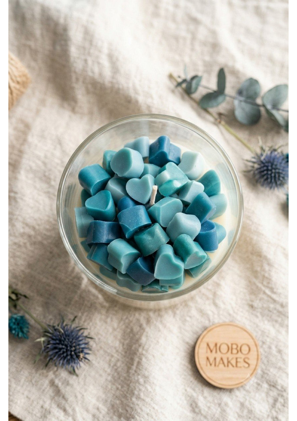 Handmade Heart Wax Layered Scented Candle – Clear Glass Aesthetic Jar Candle