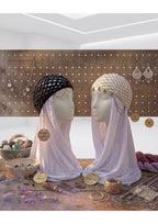 Handmade Net Cap Hijab Layering Accessory – Double Chain Draped Festival Hair Net