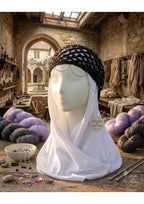 Handmade Black Crochet Hijab Accessory – Glitzy Beaded Hair Net with Forehead Swag Chain