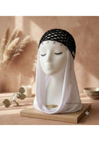 Star Fringe Crochet Mesh Cap – Black Hair Net with Silver Drop Chain | Mobo Makes