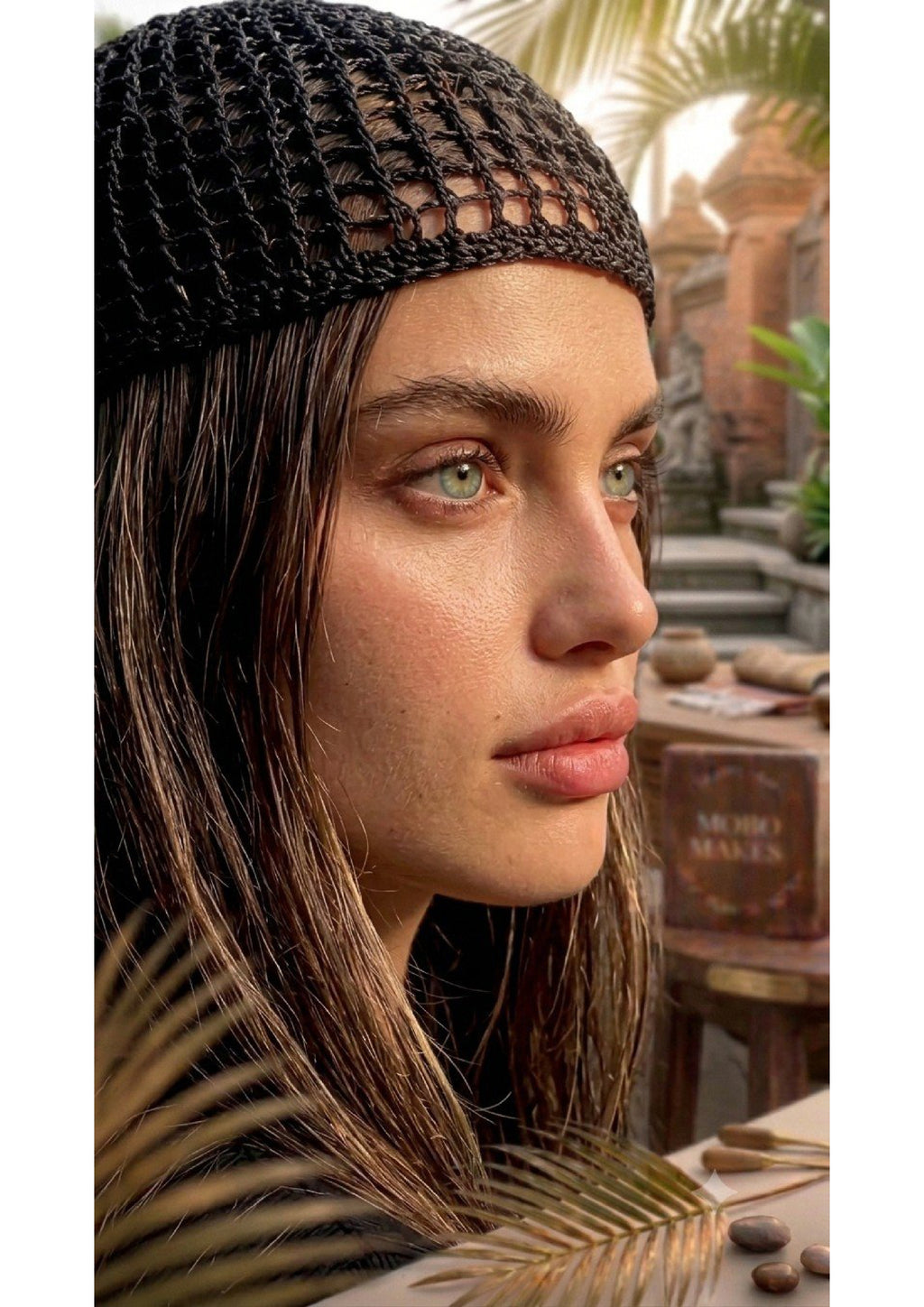 Minimalist Crochet Skull Cap – Sleek Open-Weave Black Hair Net | Mobo Makes