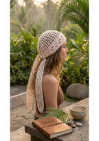 Tied Crochet Mesh Hair Scarf – Long Draping Boho Kerchief Snood | Mobo Makes