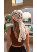 Tied Crochet Mesh Hair Scarf – Long Draping Boho Kerchief Snood | Mobo Makes