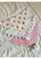 Handmade Crochet Triangle Bandana – Floral Patchwork & Ruffle Kerchief | Mobo Makes