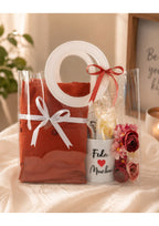 Personalized Couples Gift Hamper in Clear Tote Bag | Romantic Anniversary, Birthday & Wedding Gift Set with Ceramic Mug, Apparel & Flowers
