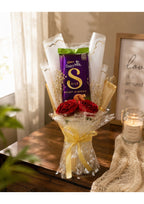 Premium Cadbury Dairy Milk Silk Roast Almond Chocolate Bouquet | Luxury Edible Gift with Artificial Red Roses & Gold Wrapping for Birthdays, Anniversaries & Valentine's